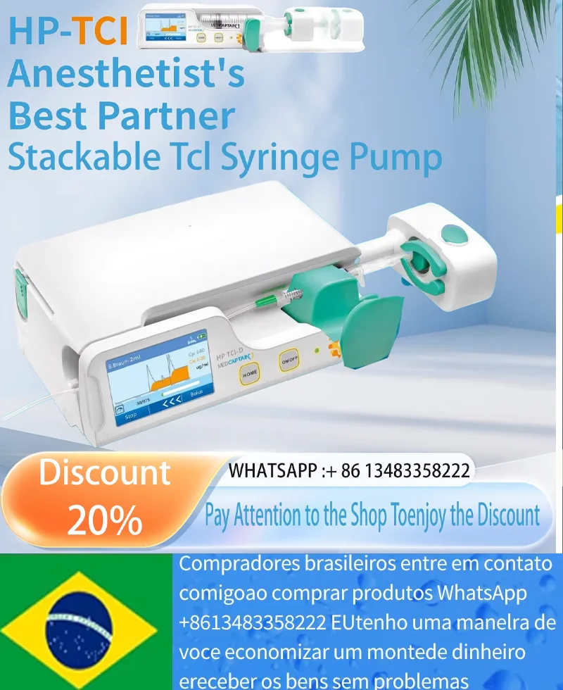 Bomba de seringa MedCaptain PRO TCI com tela sensível ao toque Alarme portátil de alta precisão em tempo real