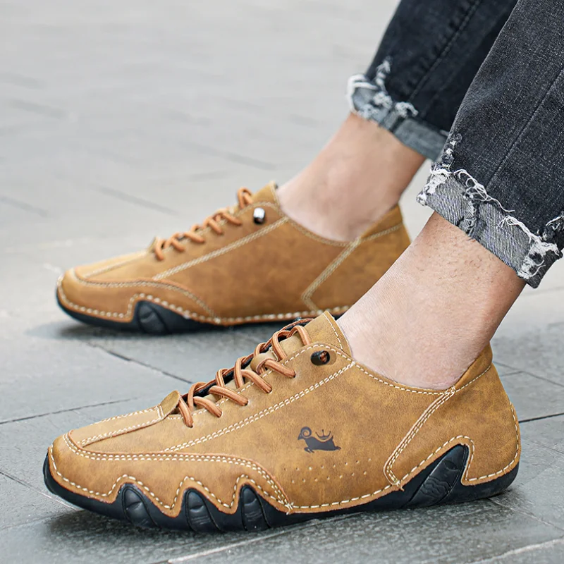 Men Casual Shoes Luxury Brands High Quality Sneakers Leather Walking Loafers Shoes Comfortable Ankle Boots 2023 Motorcycle Shoes