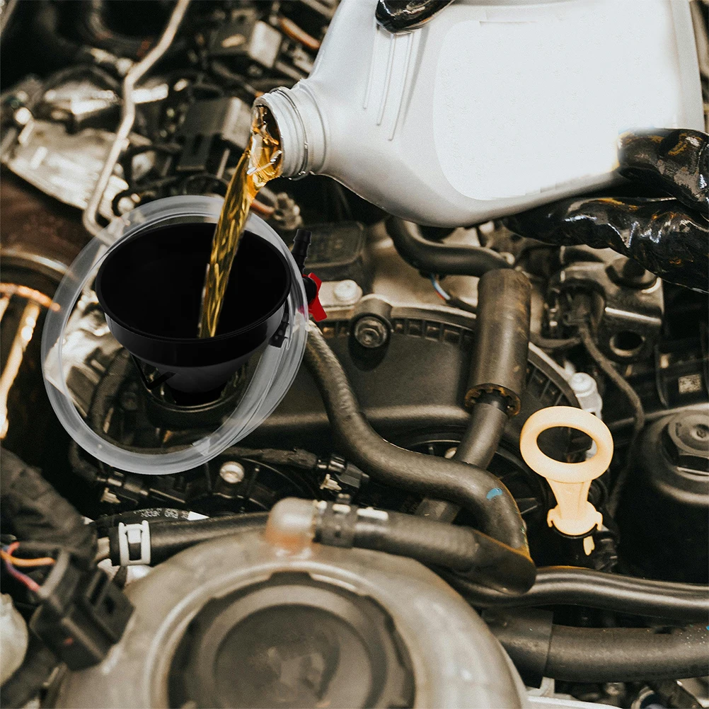

Extended Oil Funnel Long Flexible Tube Car Maintenance Wide Mouth Valve Control Prevent Spills Automotive Set Plastic Durable