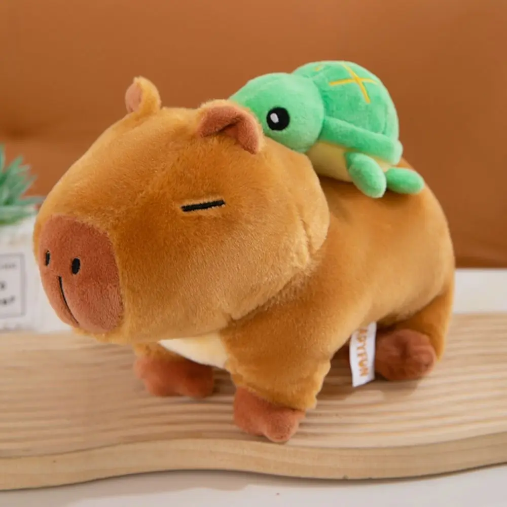 Capybara 거북이와 함께 푹신한 시뮬레이션 Capybara 봉제 인형, 부드러운 Capibara 애니메이션 푹신한 장난감, 홈 데코, 25cm