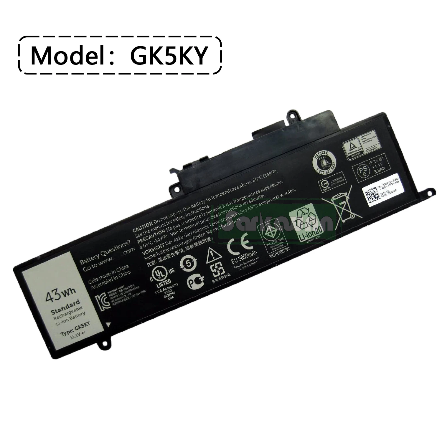 SARKAWNN 3 celdas GK5KY batería para portátil Dell Inspiron 13 7347 Convertible 13,3 pulgadas