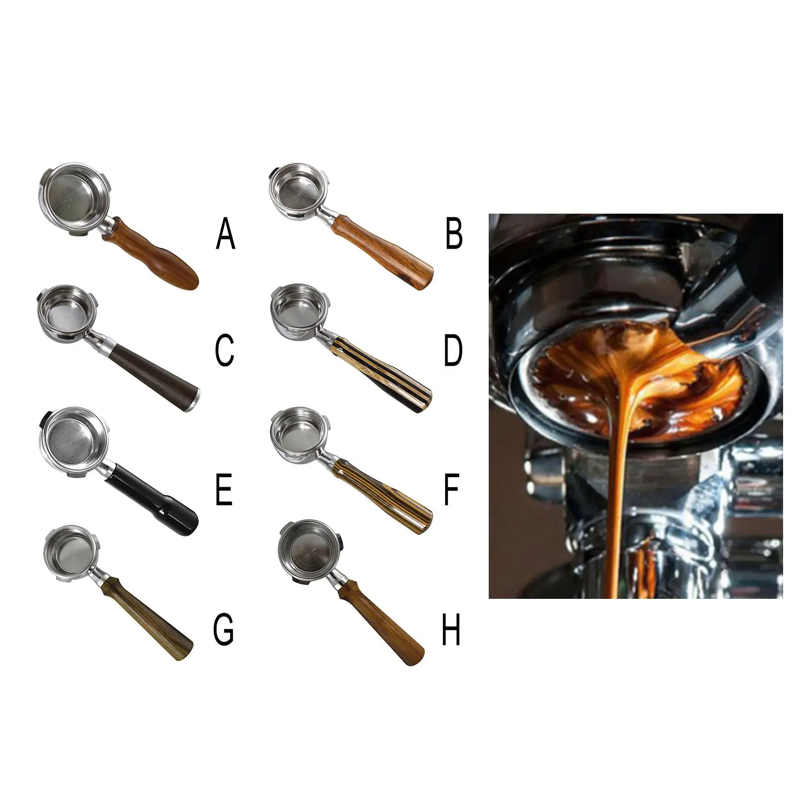 

58mm Coffee Bottomless Portafilter Wooden Handle Coffee Machine Accessories Stainless Steel