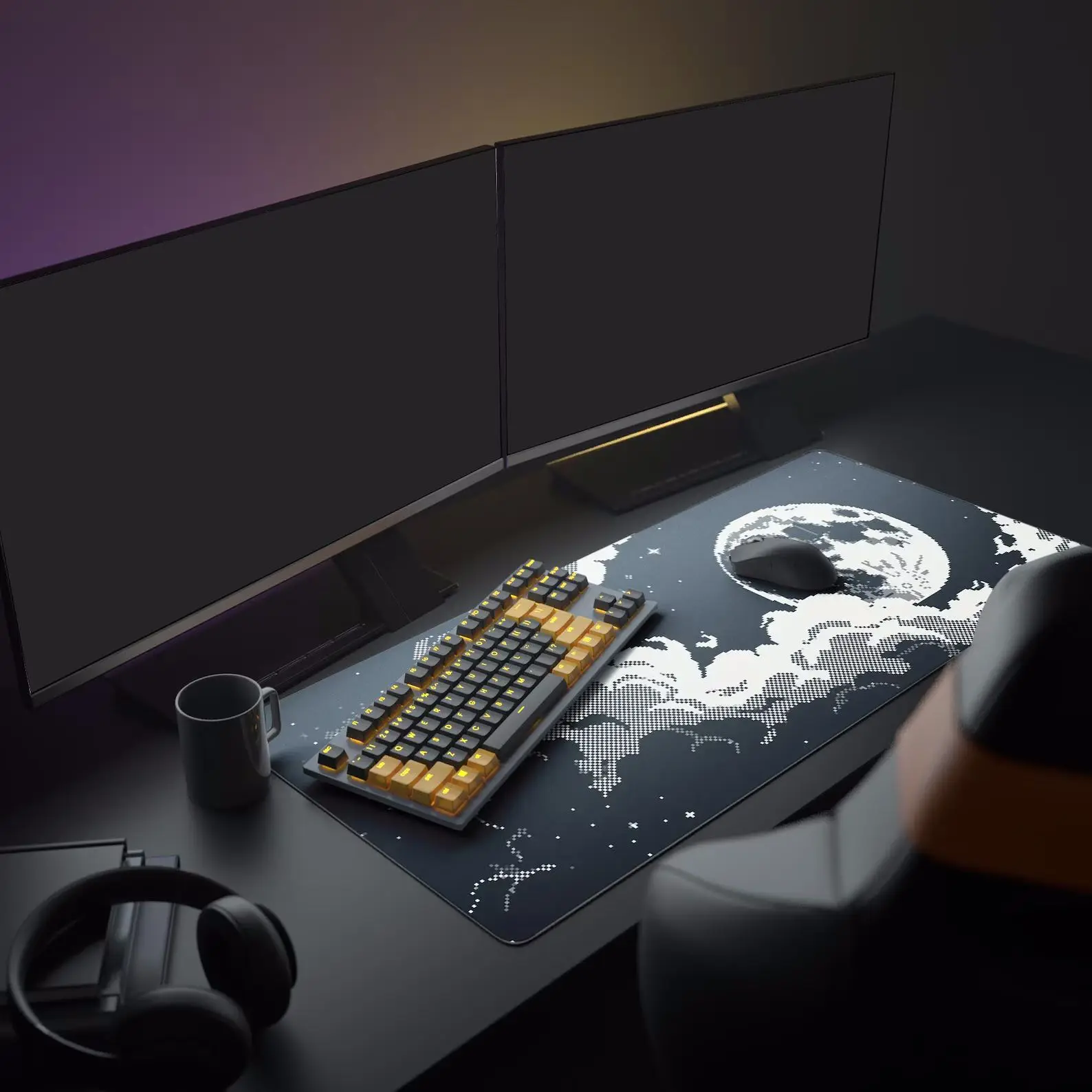 Retro Pixel Art Mause Pad Desk Mat, XL Monochrome Mousepad, Minimalist Tech Aesthetic, Large Keyboard Mat, Gift for Coders
