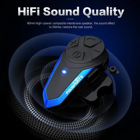 Мотоциклетная гарнитура Fodsports BT-S3 с Bluetooth, водонепроницаемая, с функцией интеркома, дальность действия 1000 м