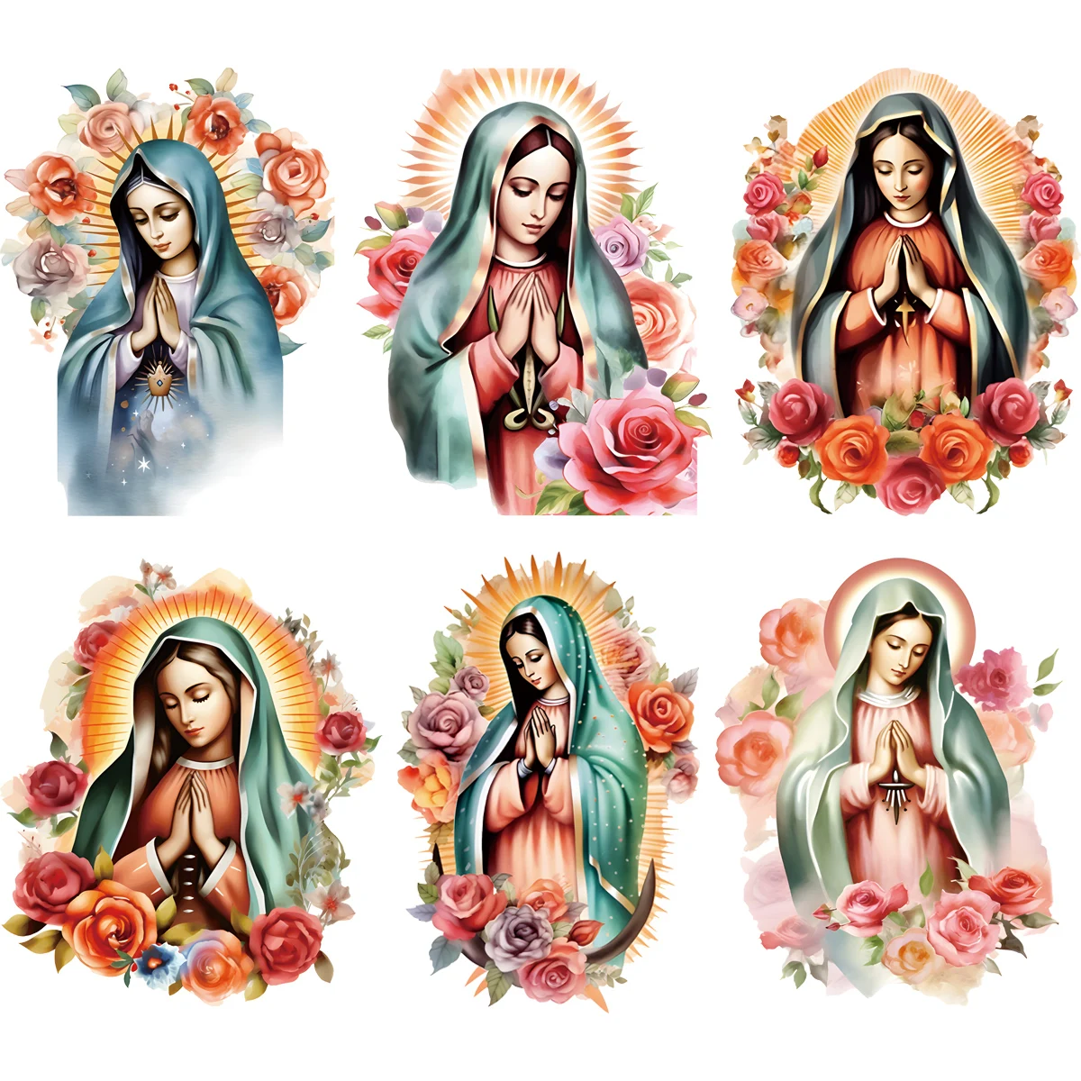 Virgin Mary DTF Patches For Clothes Woman T-Shirt Stickers Garment Accessory Diy New Washable Heat Transfer Patchprovide Custom