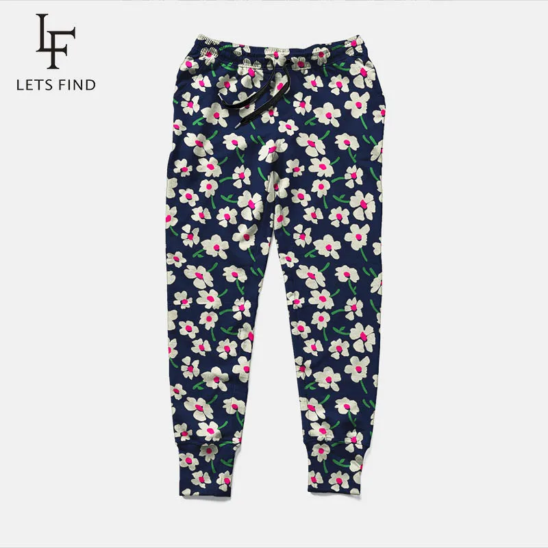 LETSFIND 2021 New Style Streetwear Women Jogger Lovely Flowers Print Have Pocket Fitness Pants High Quaility Soft