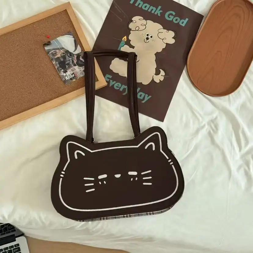 

JIAERDI милый шоколадный рюкзак с котенком, женская кожаная большая вместительная сумка, женские легкие универсальные сумки на плечо