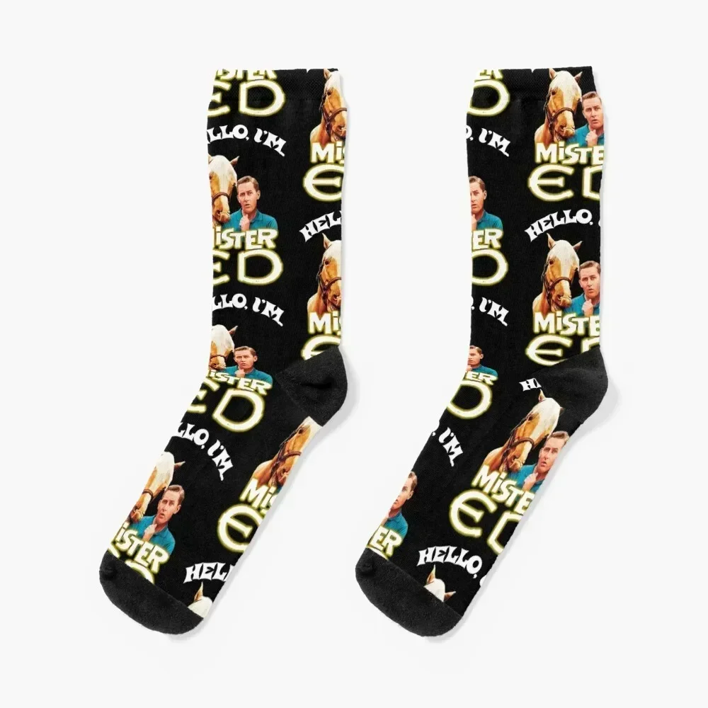 Hello I'm Mister Ed and Wilbur Post Talking Horse Tribute Socks custom cute snow Crossfit Boy Socks Women's