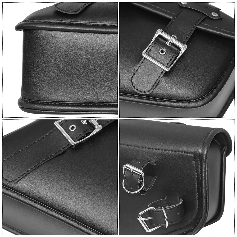 Motorcycle Retro PU Leather Tool Bag with Lock Buckle New Model Triangle Edge Side Bag for Bikers