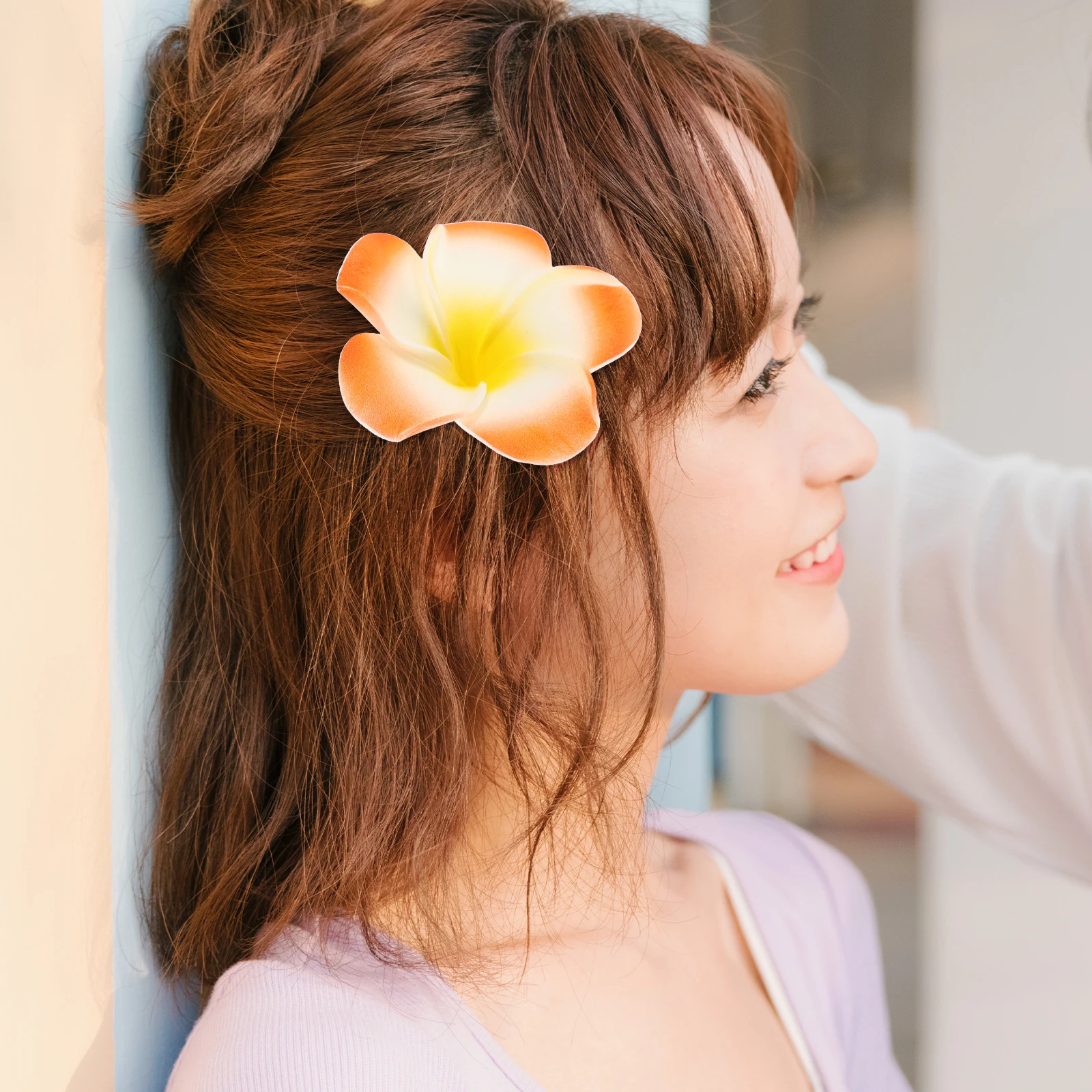 

12 Pcs Frangipani Hair Clip Hawaiian Plumeria Clips Flower Accessories Christmas Flowers Claw Eva Miss