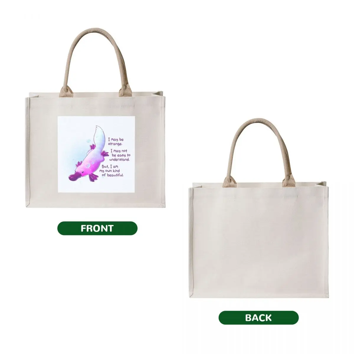 I am My Own Kind of Beautiful Platypus Tote Bag female bag eco pack Handbags custom bags