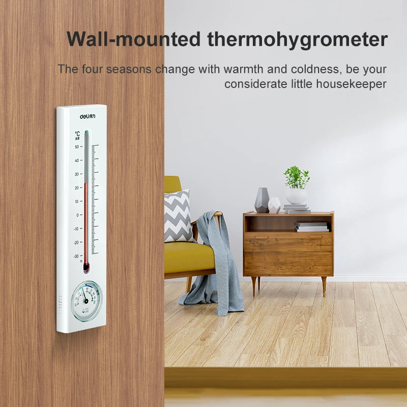 2 In 1 Thermohygrometer Pointer Thermometer Hygrometer Indoor Outdoor Wall-mounted Desktop Temperature Humidity Meter Household