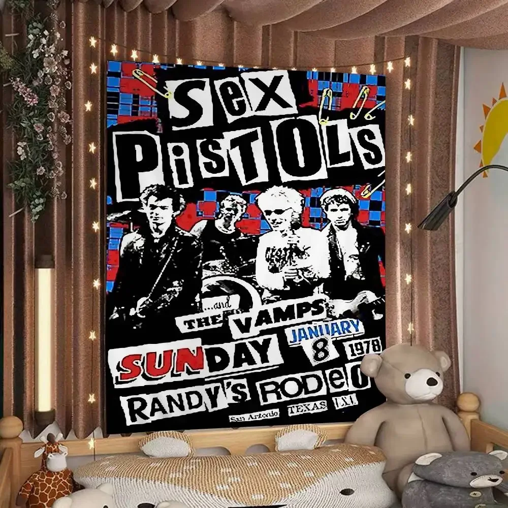 Rock Band S-Sex P-Pistols Cartoon Tapestry Art Science Fiction Room Home Decor Art Home Decor