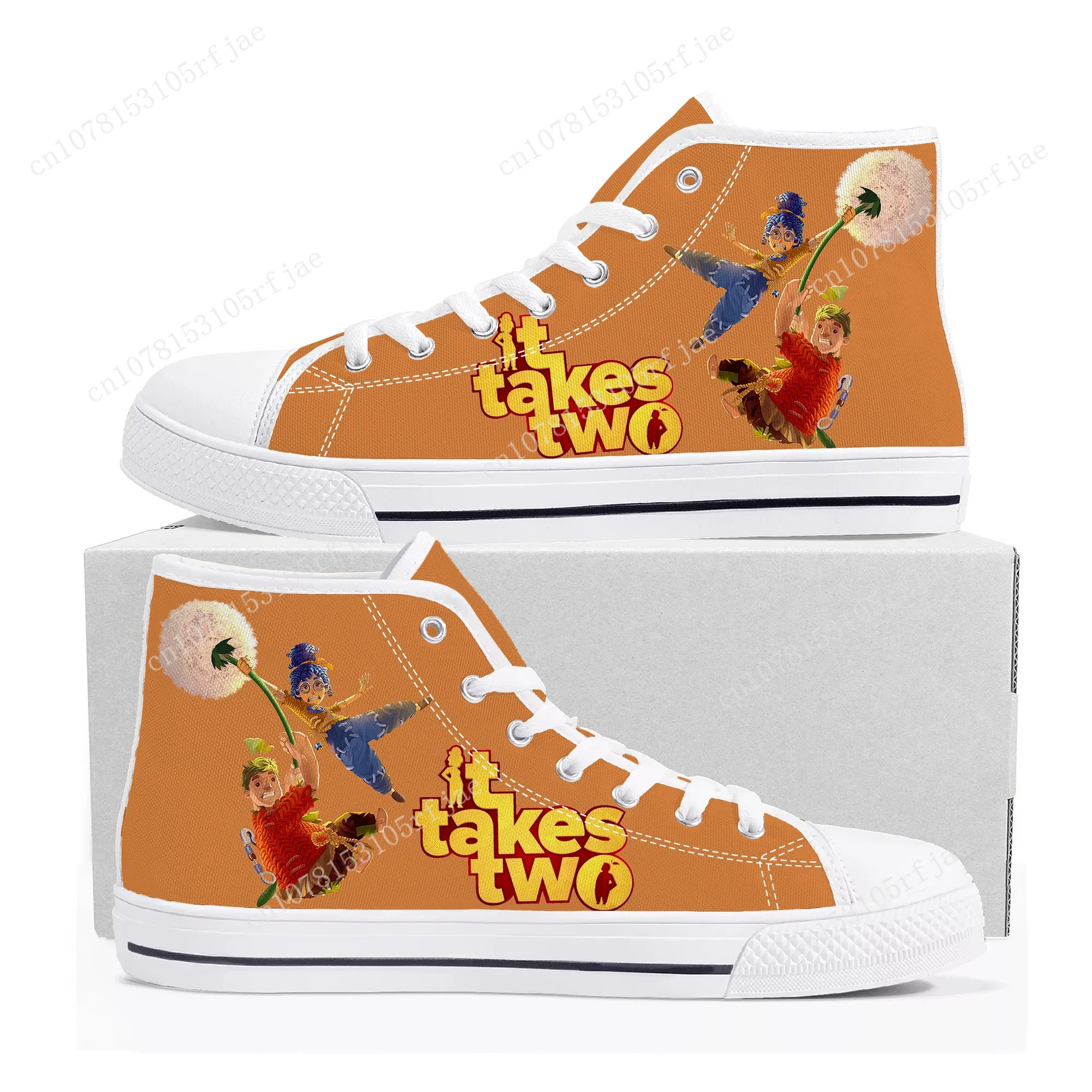 

Высокие кроссовки с рисунком игры It Takes Two, мужские и женские подростковые парусиновые туфли высокого качества, повседневные модные кроссовки на заказ