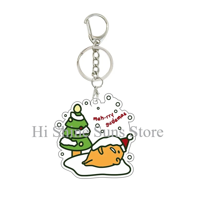 عيد الميلاد Gudetama الكرتون لطيف سلسلة مفاتيح مصنوعة من الأكريليك اكسسوارات المنزل أنيمي Kawaii بنات بنين مجوهرات الحفلات سحر معلقة هدايا عيد الميلاد #6