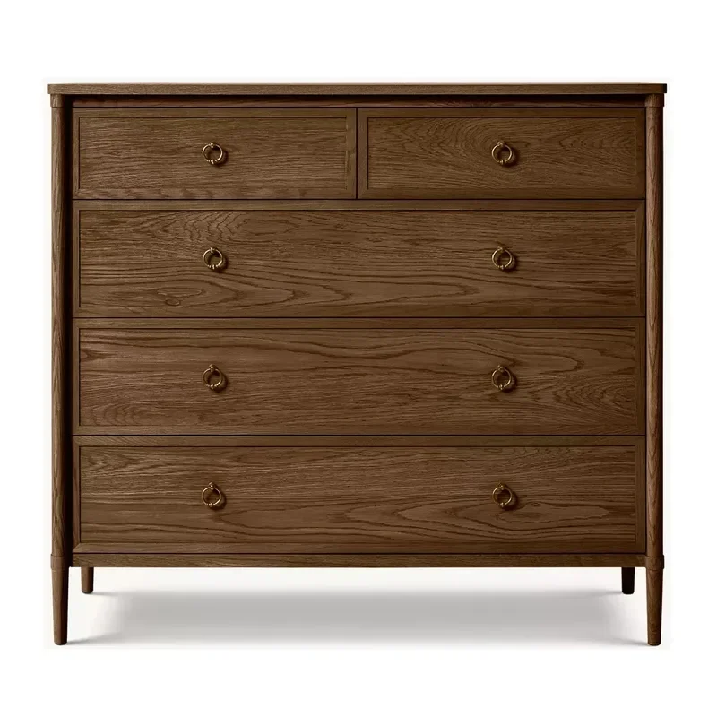 Solid Wood Retro Chest of Drawers Storage Cabinet Decorative Simple Modern Bedroom European American Style Old Locker