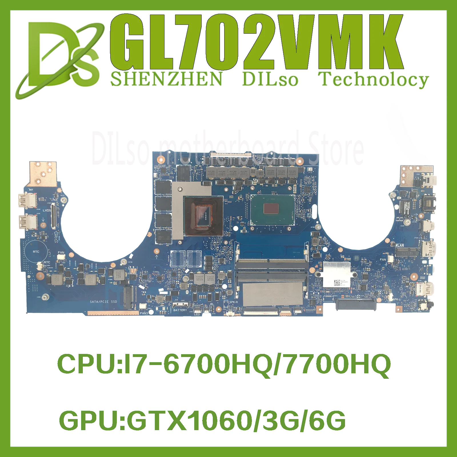 

GL702VM Mainboard For ASUS FX70V GL702VMK GL702VSK GL702VS GL702VML Laptop Motherboard i5 i7-6th/7th GTX1060-3G/6G GTX1070/8G