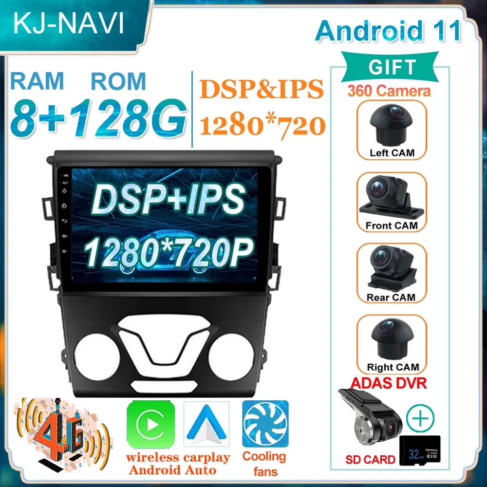 

Car Radio Multimedia Video 9'' Stereo Touch Screen Android 11 For Ford Mondeo 5 2014 - 2019 Carplay Player Navigation GPS