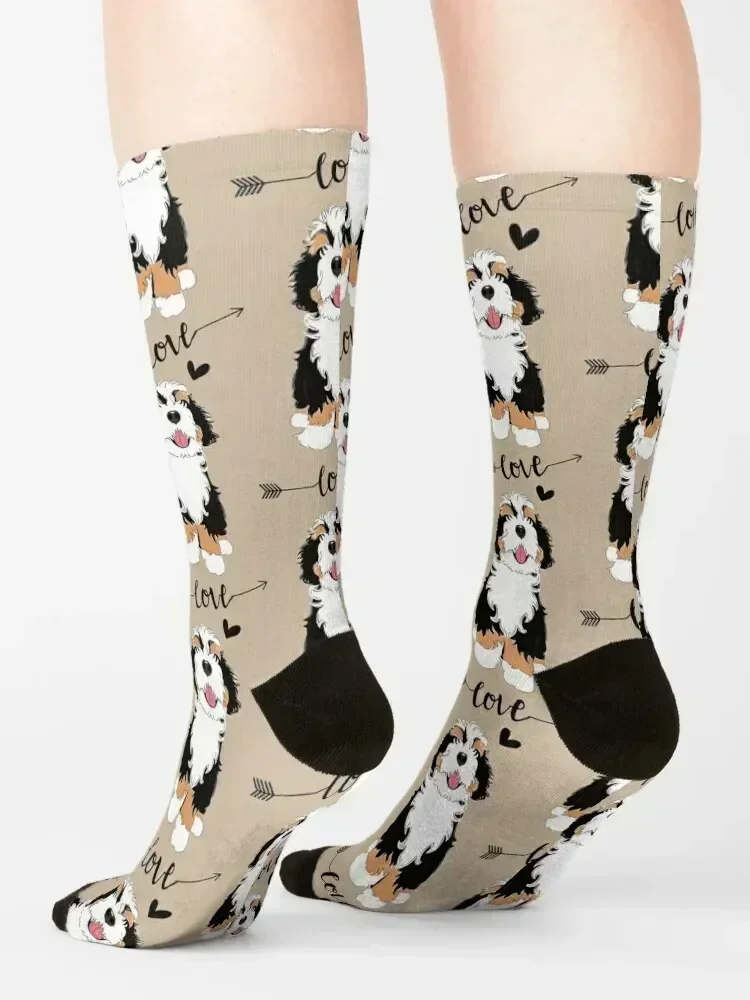 LOVE Tri Color Bernedoodle Socks christmass gift funny sock ankle Stockings man Mens Socks Women's