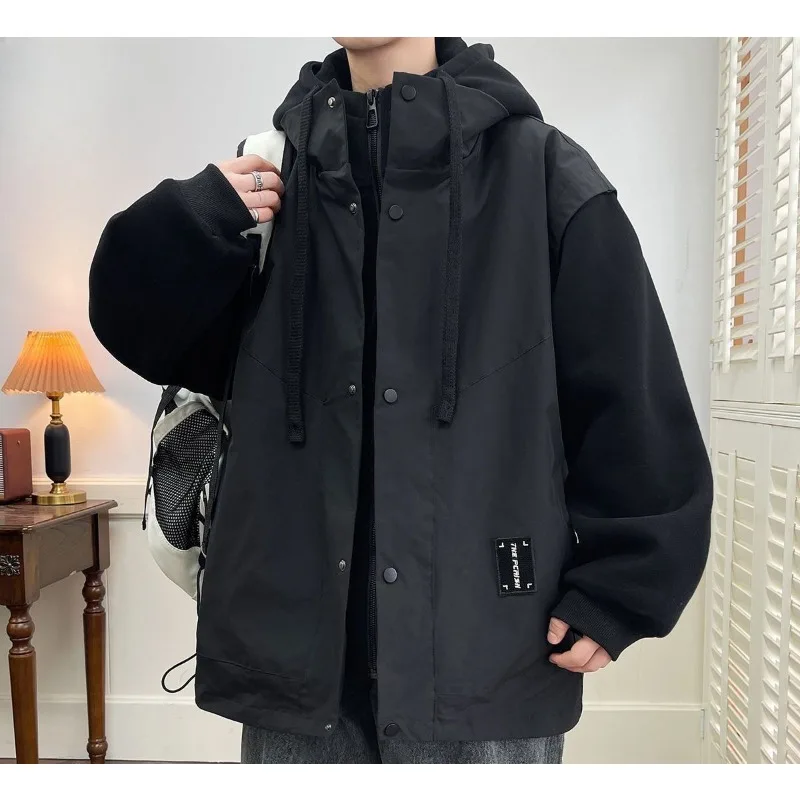 High-end Short Hooded Vacation Two Warm Coats Winter Style To Overcome Fashion Warm Outerwear Men's Thickened Winter New Bread