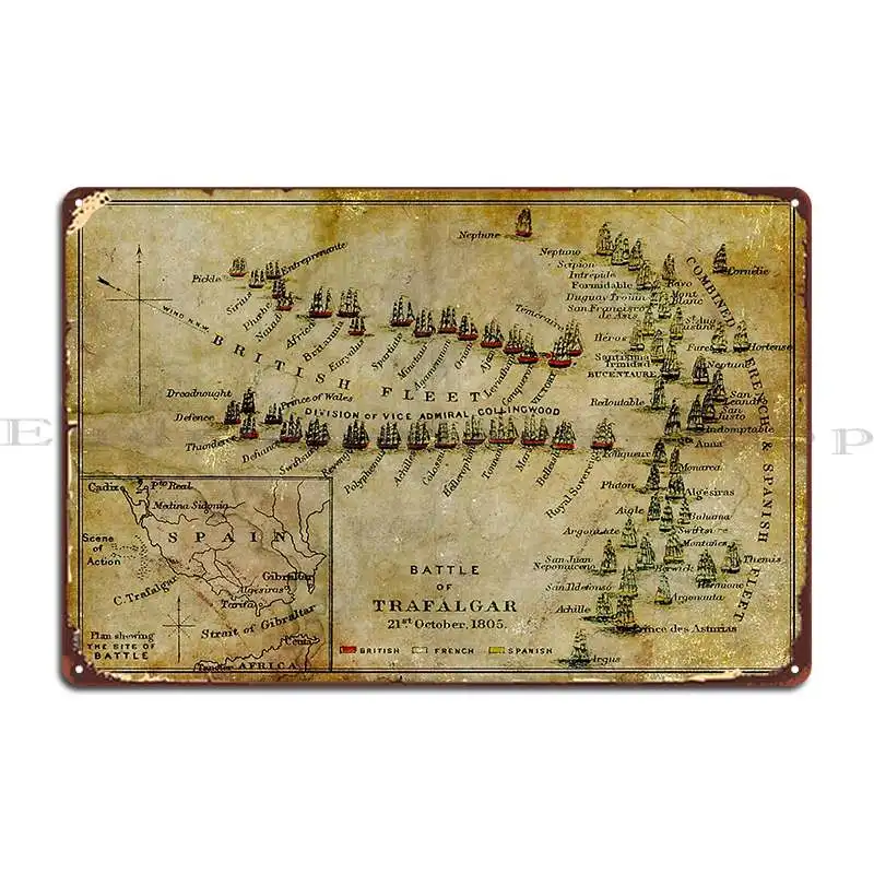 Battle Of Trafalgar Attack Plan Metal Plaque Poster Club Character Cinema Create Club Tin Sign Poster