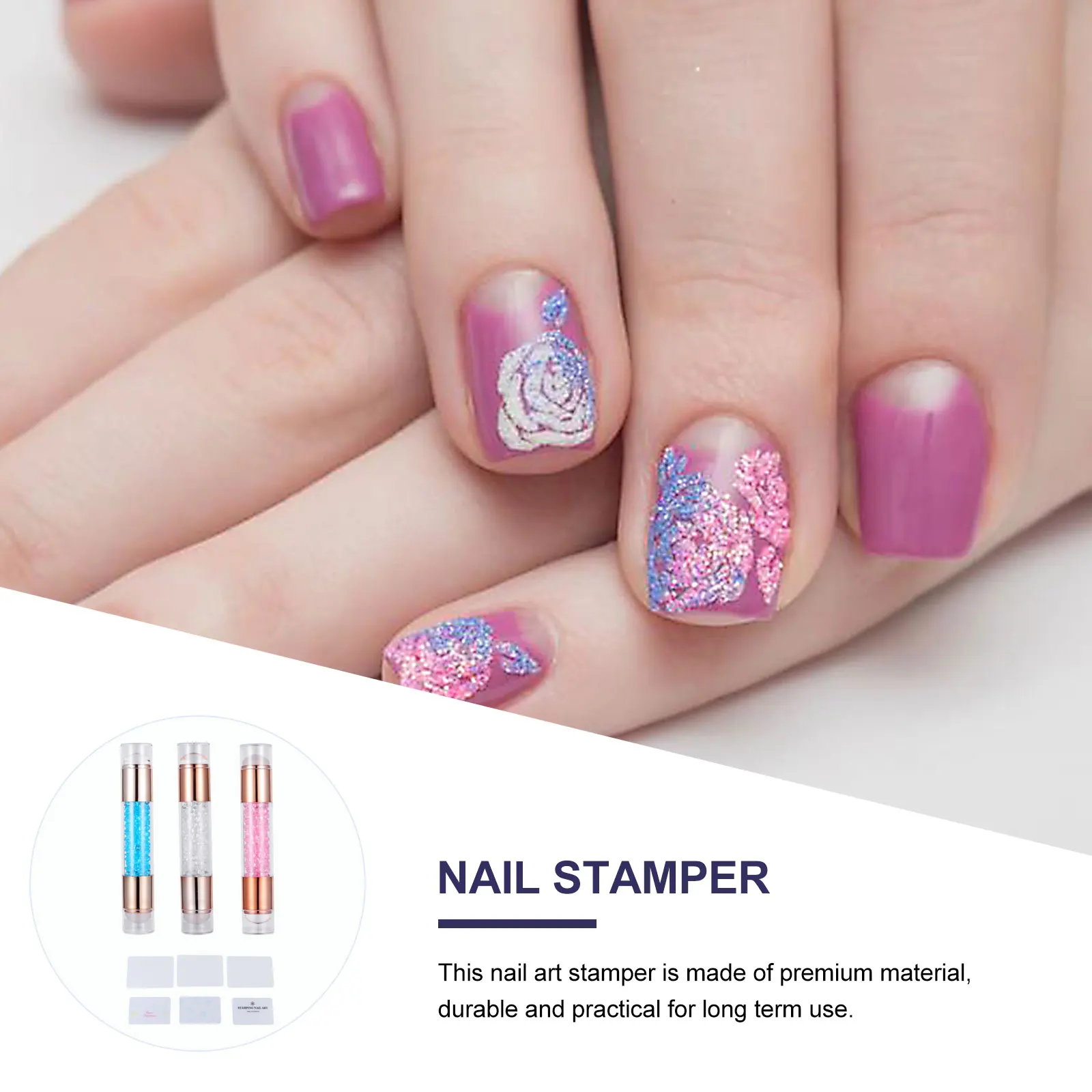 

3 шт. двуглавые алмазные штампы для ногтей, инструменты для художественного декора, акриловая штамповка для детей