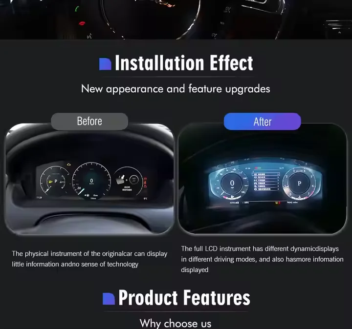 12.3 Inch Linux System Speedometer CarPlay Dashboard Digital Cluster LCD Instrument Cluster For Jaguar XF 2016 Upgrade