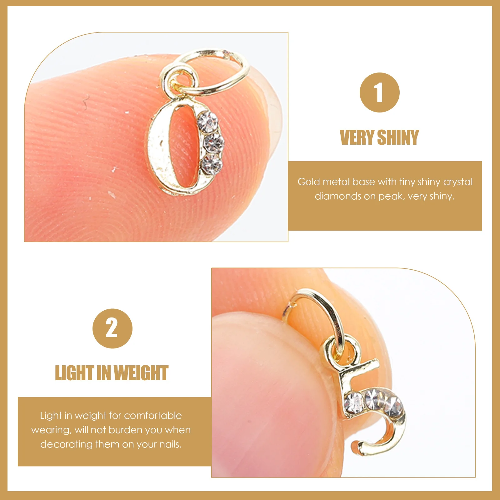 

20Pcs Elegant Removable Nail Decorations Wear-Resistant Shiny Nail Pendants for Graduation Banquet School Party Personalized