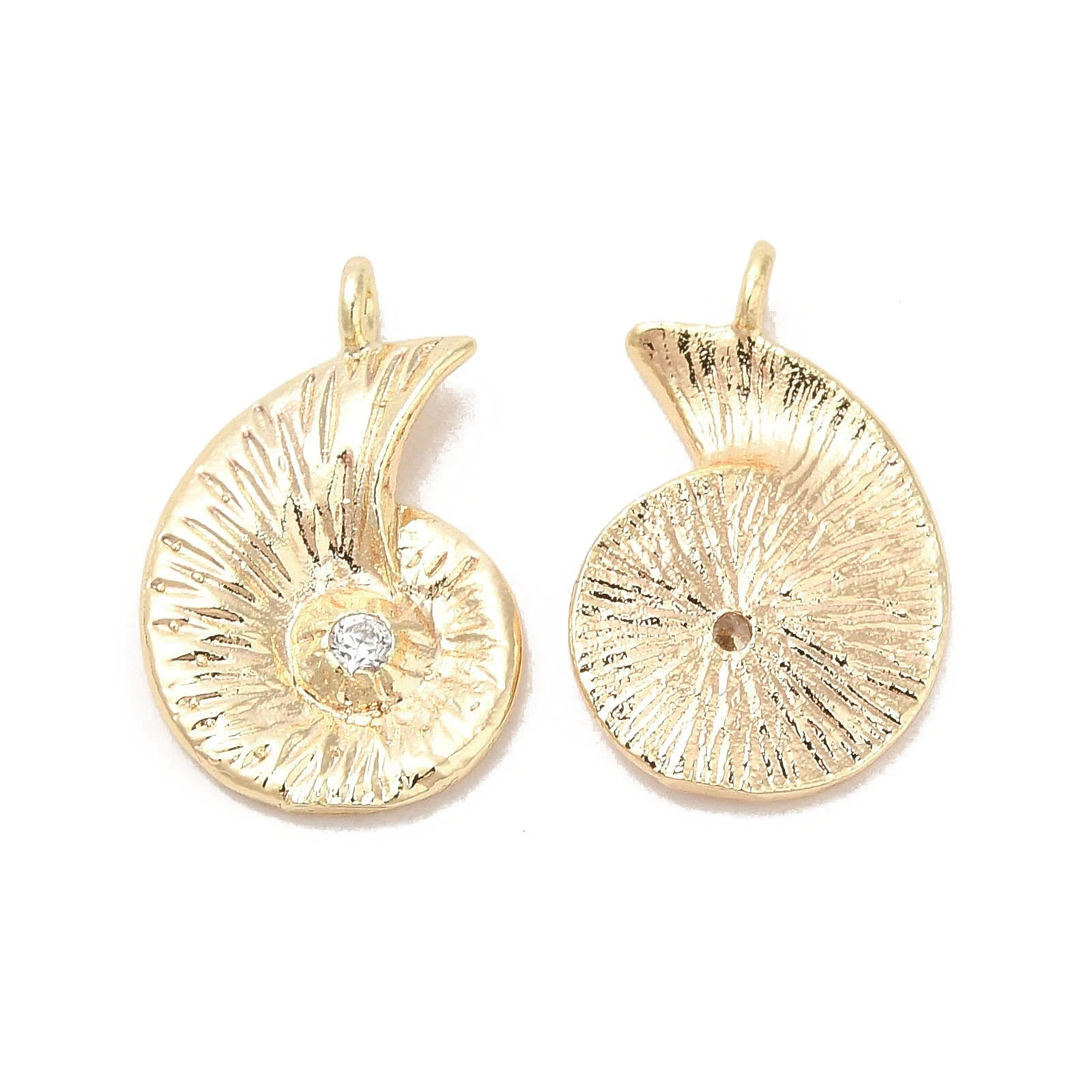 

2-20pcs Conch Charm Brass Cubic Zirconia Pendants Gold Plated for DIY Necklace Earring Jewelry Making 11x17x3mm, Hole: 1.4mm