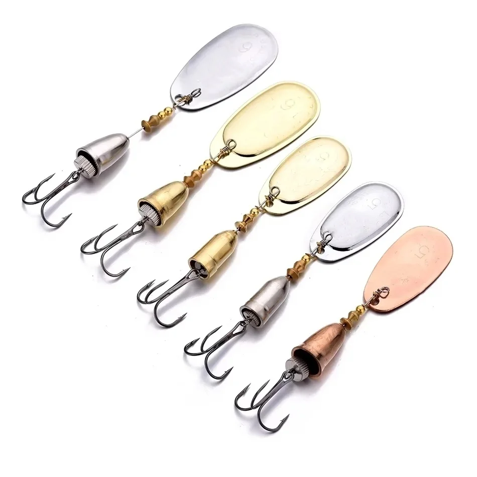 1 قطعة الدورية سبينر طعم معدني 4 جرام 6 جرام 8 جرام 10 جرام 12 جرام 14 جرام النحاس الصلب الاصطناعي ملعقة الطعم خطاف ثلاثي صيد السمك ل بايك