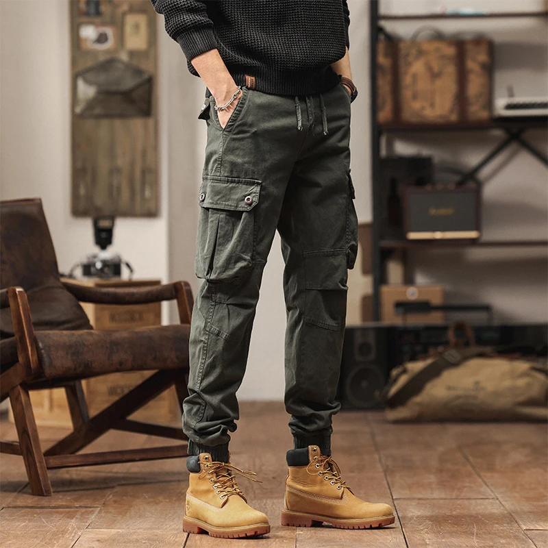 

High Quality Men's Business Casual Trousers Autumn Winter Korean Style Straight Slim Versatile Cargo Pants Tapered Washed Pants