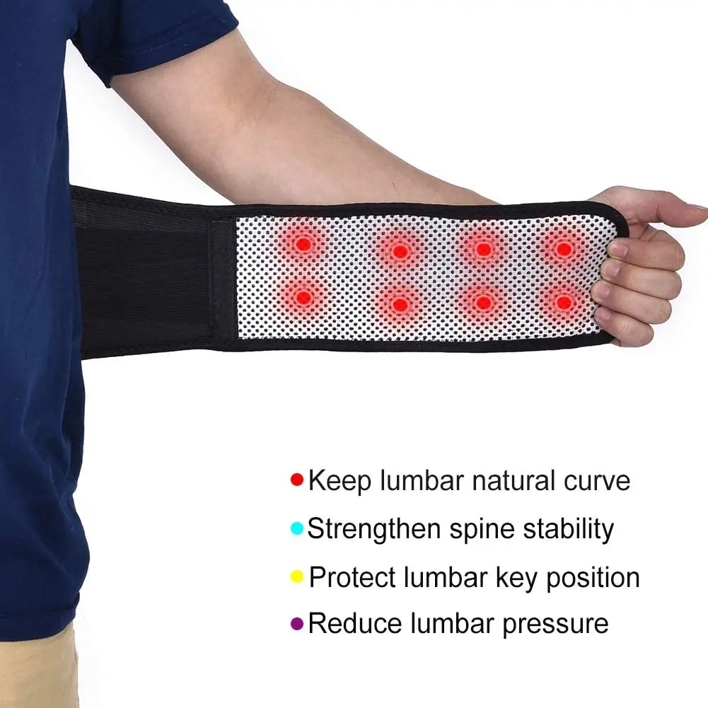 KWEEPFULL Tourmaline Self-heating Magnetic Therapy Waist Belt Lumbar Support Back Waist Support Brace Double Banded Adjustable