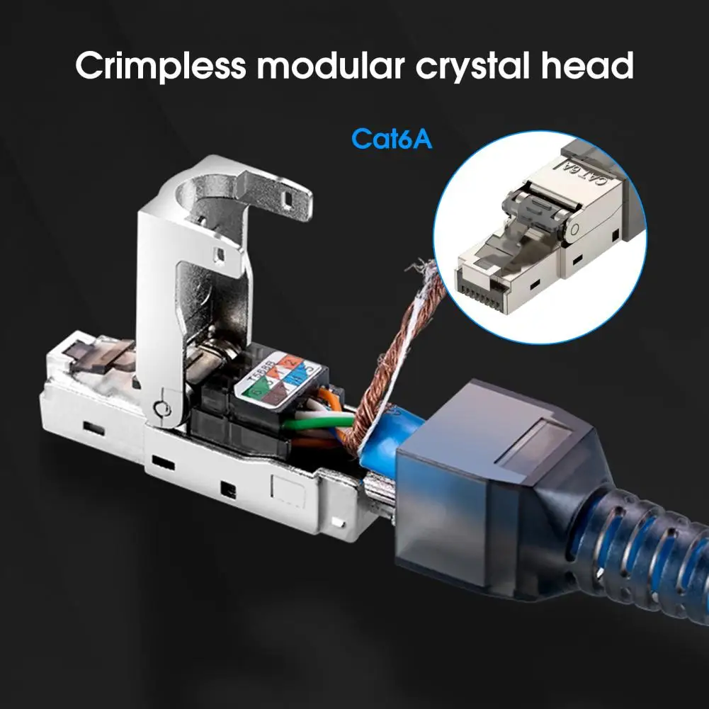 Useful Network Crystal Heads Plug Play Pressure-free Tool-Free Shielded Crystal Connector Cable Connection