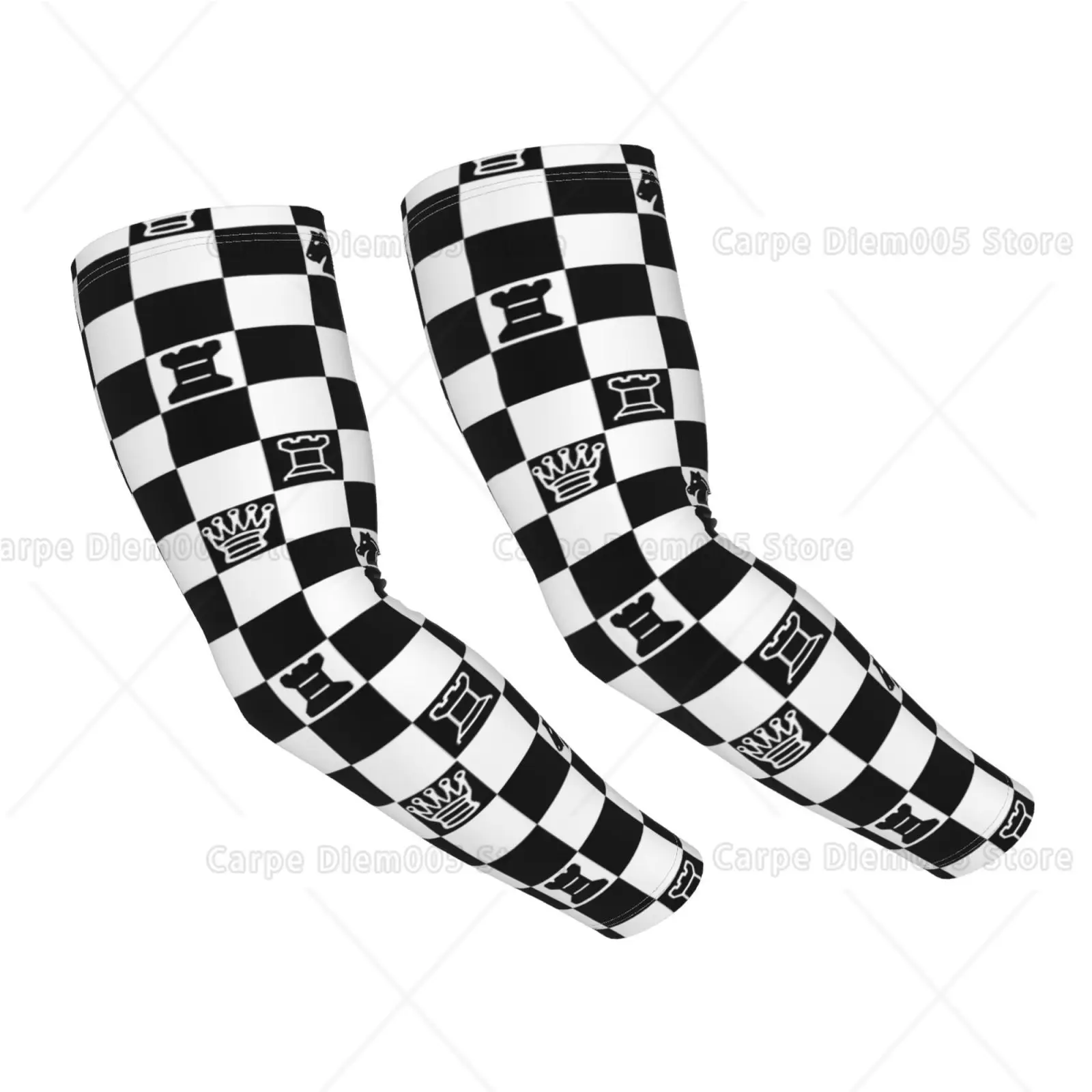 

Chess Checkerboard Crown UV Cooling Sun Arm Sleeves Cycling Driving Outdoor Guards For Chess Lover Men Women