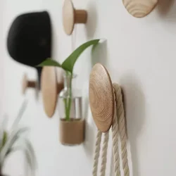 Solid wood creative mushroom hanging clothes hook creative foyer living room wall hanging circular clothes hook hat rack hangers