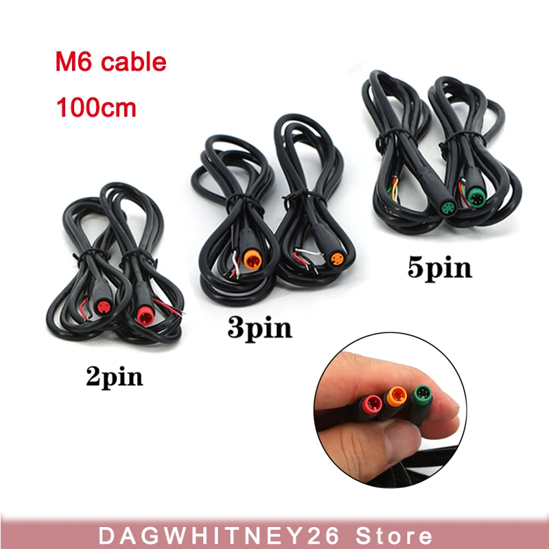 1m M6 2 3 5 Pin Core 6mm Male Female Julet Electric Bike Butt Cable Plug Connector Scooter Brake Waterproof Signal Sensor Cord U