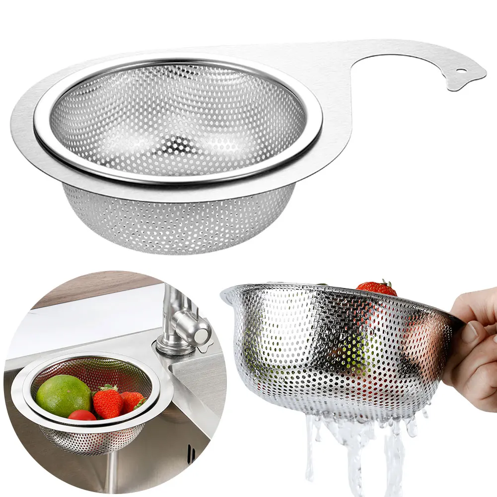 

1/2 PCS Stainless Steel Hanging Sink Strainer Dry And Wet Separation Colander Drain Basket Drain Rack for Filter Kitchen Waste