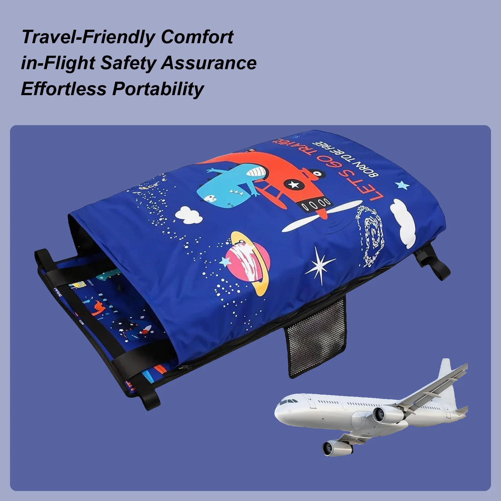 Cama de avión para niños pequeños, cama de vuelo para niños pequeños, extensor de asiento de avión, hamaca para dormir de bebé plegable suave para viajes voladores, tren de crucero