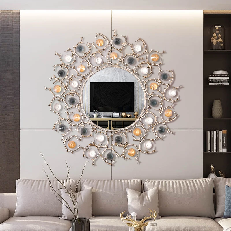 Postmodern Art Mirror Living Room Mirror Sofa Background Wall Porch Decoration Mirror Wall Hanging Dinner Side Diamond Decoratio