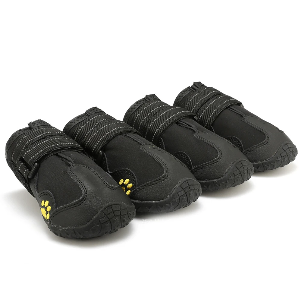 

4pcs Pet Dog Boots Waterproof Snow Shoes for Large Dogs Puppies Black Winter Hiking Anti Slip Rubber Soles Dry Warm