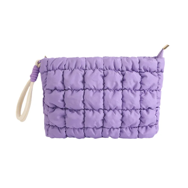 Quilted Puffer Makeup Bag Zipper Pouch Portable Makeup Storage Bag Organizers Bag for Women Girls