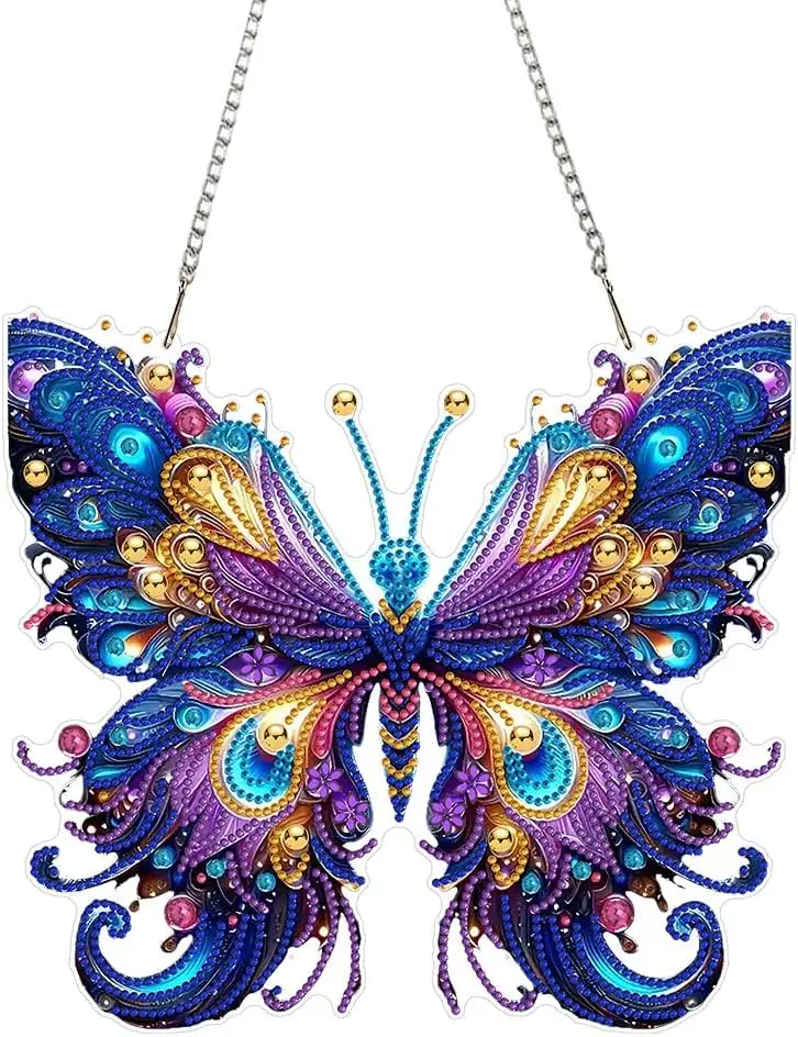 

Butterfly Hanging Diamond Art Kits for Adults Pendant Butterfly, Special Shaped Crystal DIY Diamond Painting Kit, Acrylic Board