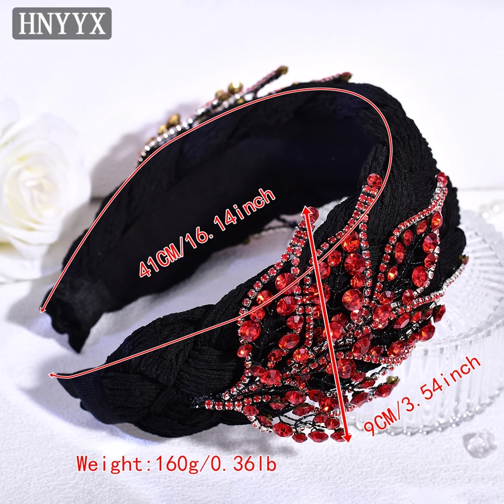 HNYYX Baroque Crystal Headband Handmade Wide Brimmed Hairband New High End Headdress Modern Bridal Hair Accessories A334