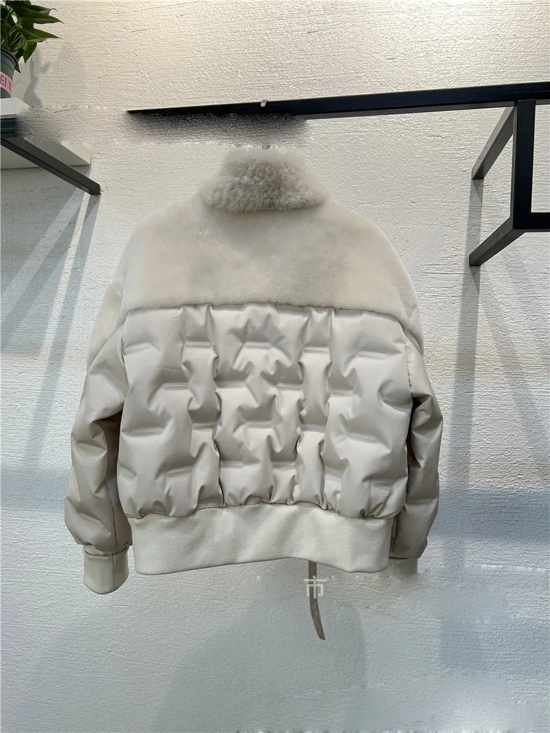 2025 Women's Clothing Elegant short slim fit mink braided collar down jacketAutumn Winter New 1104