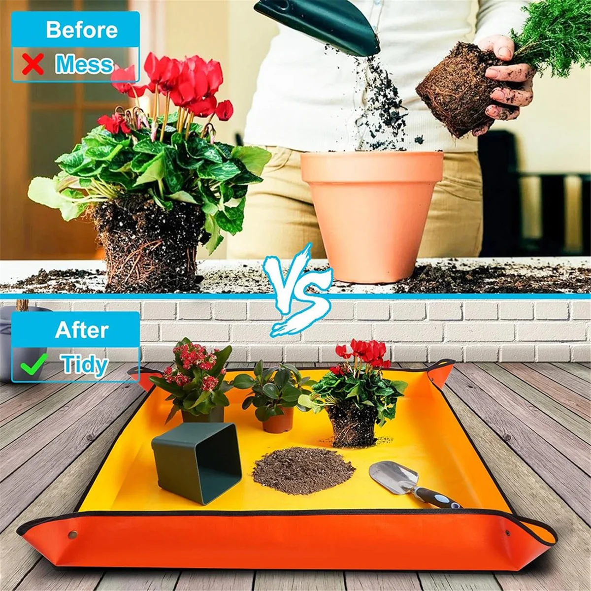 Alfombrilla de remache de 6 piezas para trasplante de plantas de interior, Control de suciedad de suelo para mujeres, regalos para amantes de las plantas, 26x26 pulgadas
