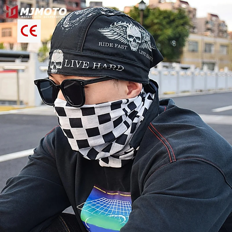 Summer Breathable Retro Motorcycle Pirate Hat, Quick Dry Headscarf Helmet Liner Bandana for Cafe Racer Motorbike Cycling Riding