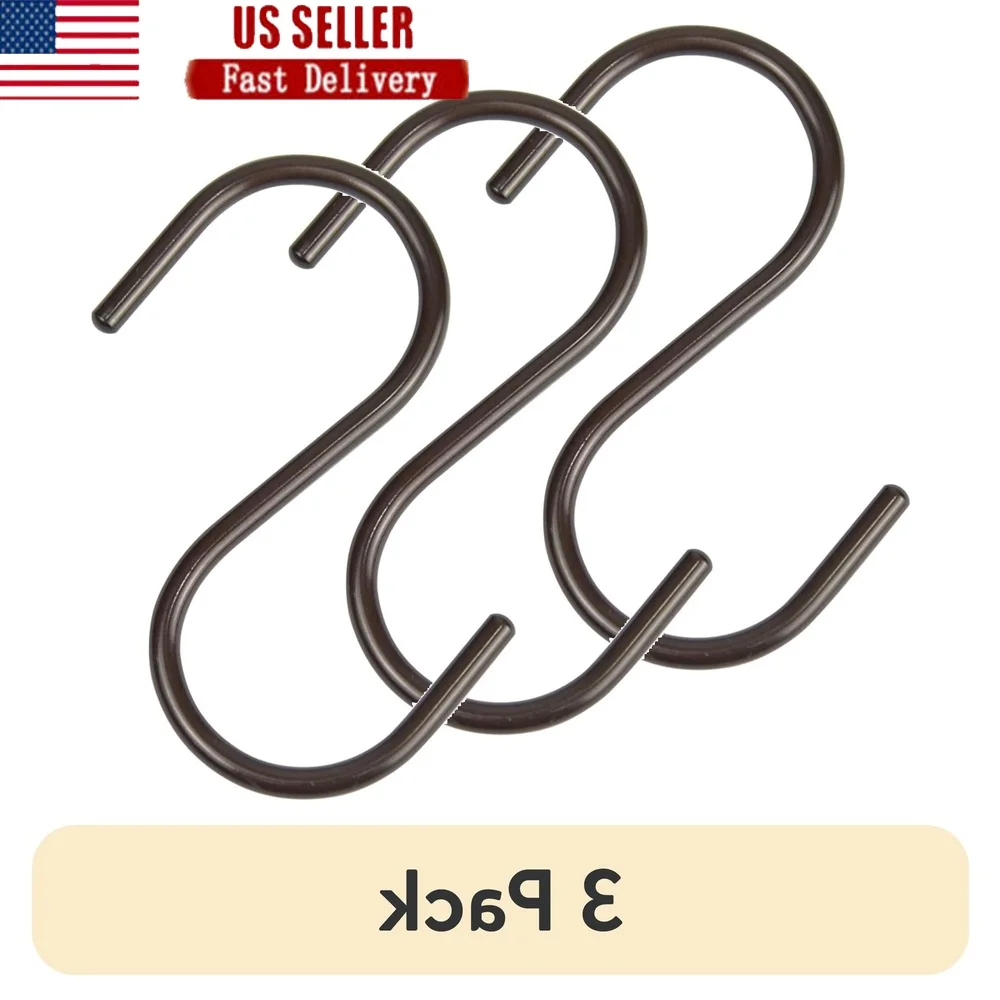 

12Pack S Shaped Shower Curtain Hooks Rustproof Metal Easy Slide Durable Iron Bronze Finish Standard Rod Compatible