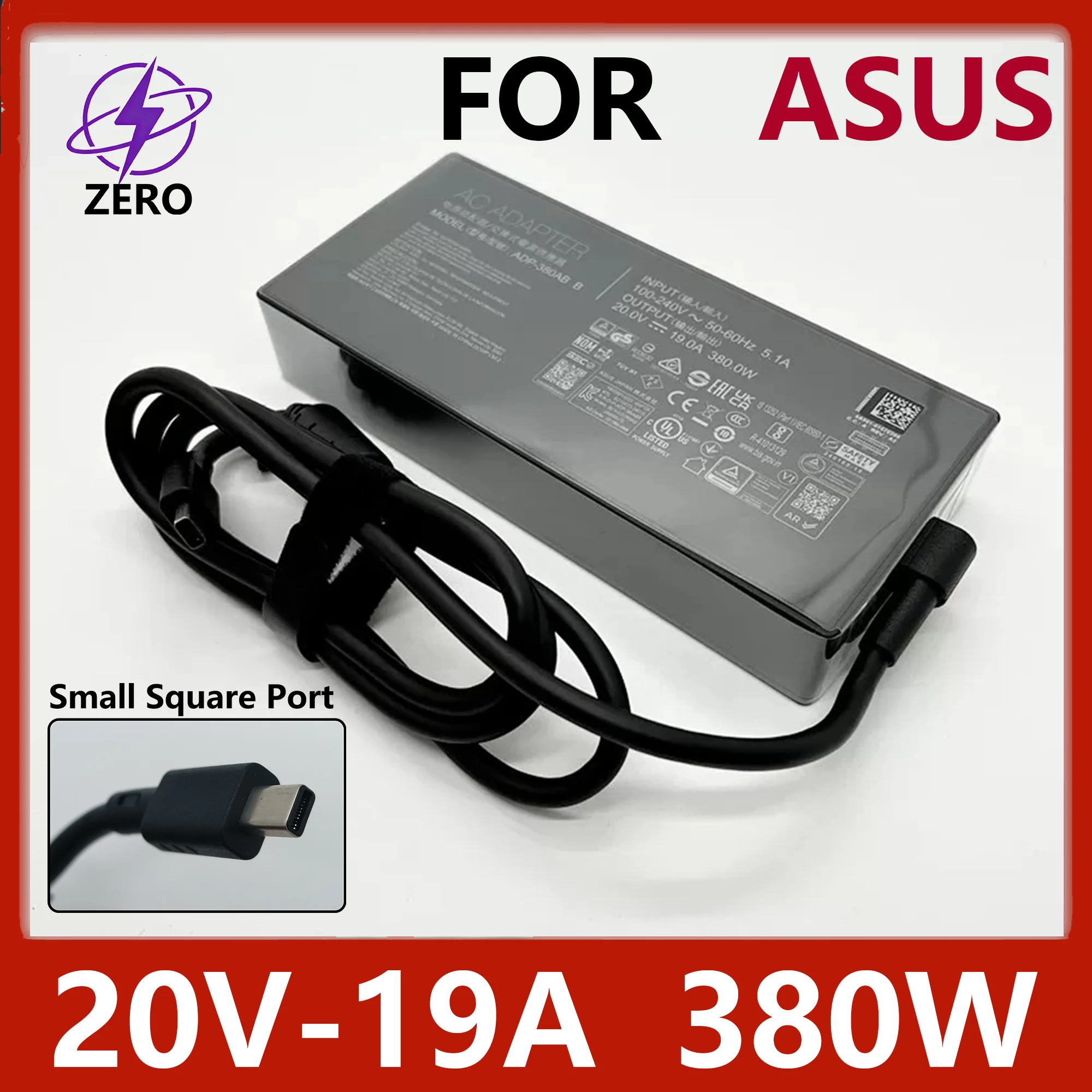 Original 380W 20V19A  Laptop Adapter Charger for ASUS ROG Strix SCAR 18 Zephyrus G16 TUF Gaming A16 A17 F16 F17 ProArt PX13 ADP-380AB B Laptop Power Supply