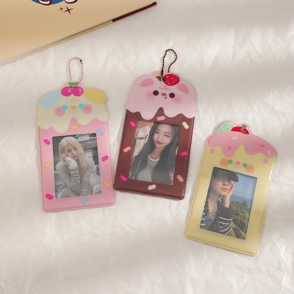 Kawaii Organizer ผู้ถือบัตร PVC การ์ตูน Photo Card Case ผู้ถือบัตรพวงกุญแจ