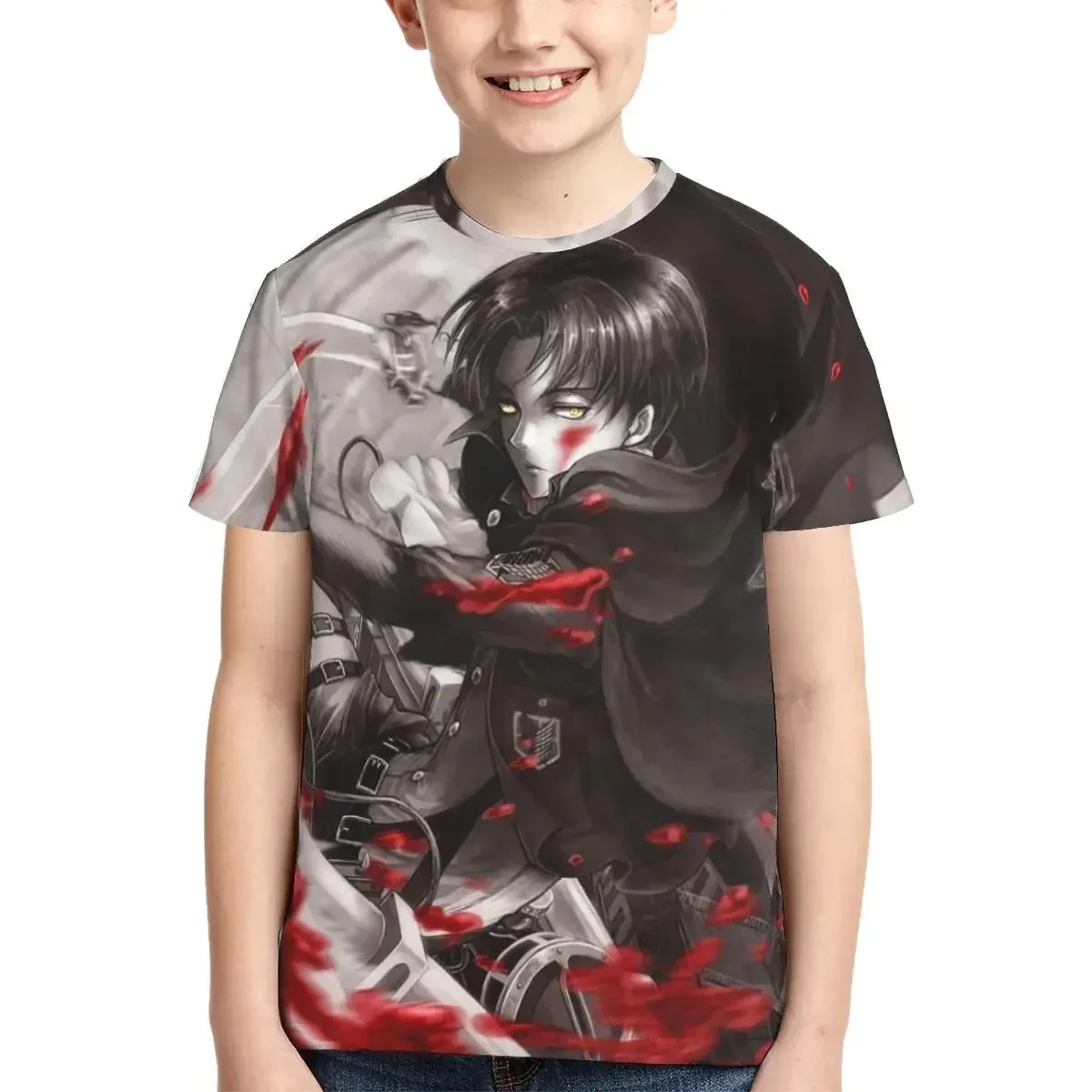 アニメ進撃の巨人-t-シャツ-半袖クルーネックソフトフィット-t-シャツ、ティーンの女の子と男の子向け